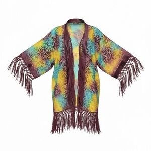 Vibrant Multicolor Fringe Cape